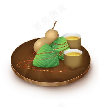 端午节粽子和茶杯