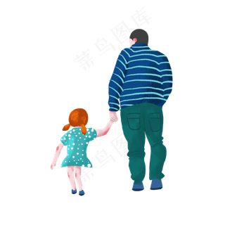 父亲节可爱手绘扁平风父亲与儿子