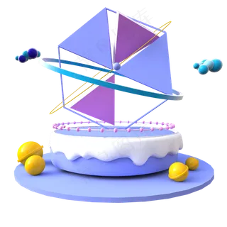 C4D节日庆祝暖色系风车蛋糕