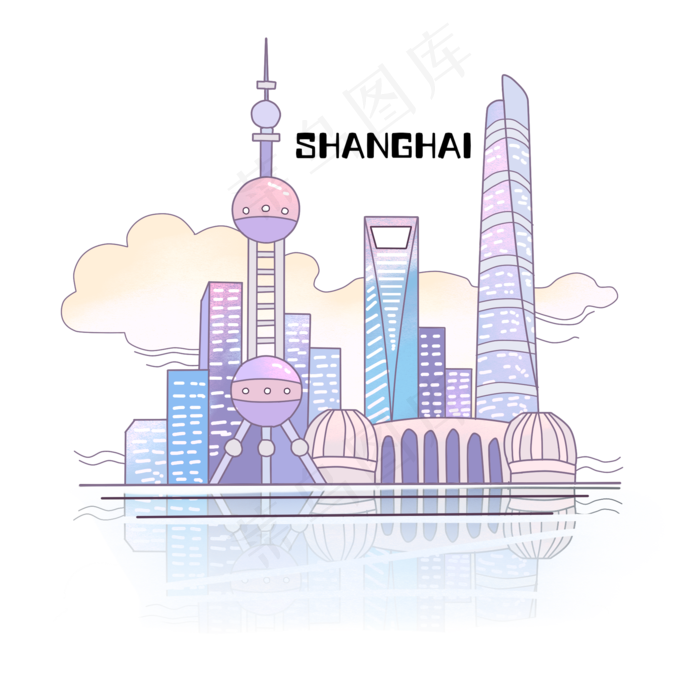 城市地标上海东方明珠外滩PNG,免抠元素