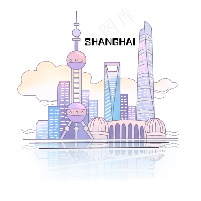 城市地标上海东方明珠外滩PNG,免抠元素(2000*2000px)psd模版下载