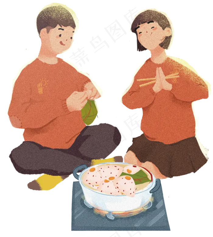 两个在吃粽子的男孩(1760X1958(DPI:300))psd模版下载