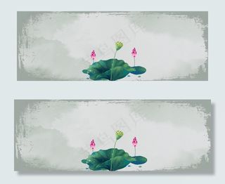 中国水墨荷花矢量素材