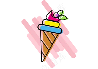 夏日彩色冰淇淋雪糕元素
