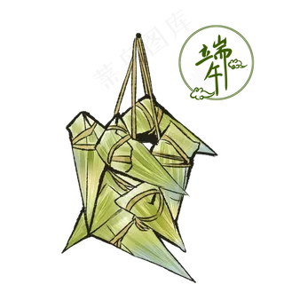 端午节绿色中国风一串美味的粽子