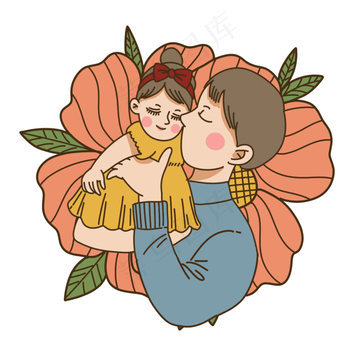 父亲节抱着女儿的爸爸