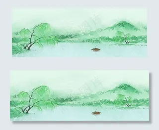 清明节绿色手绘banner
