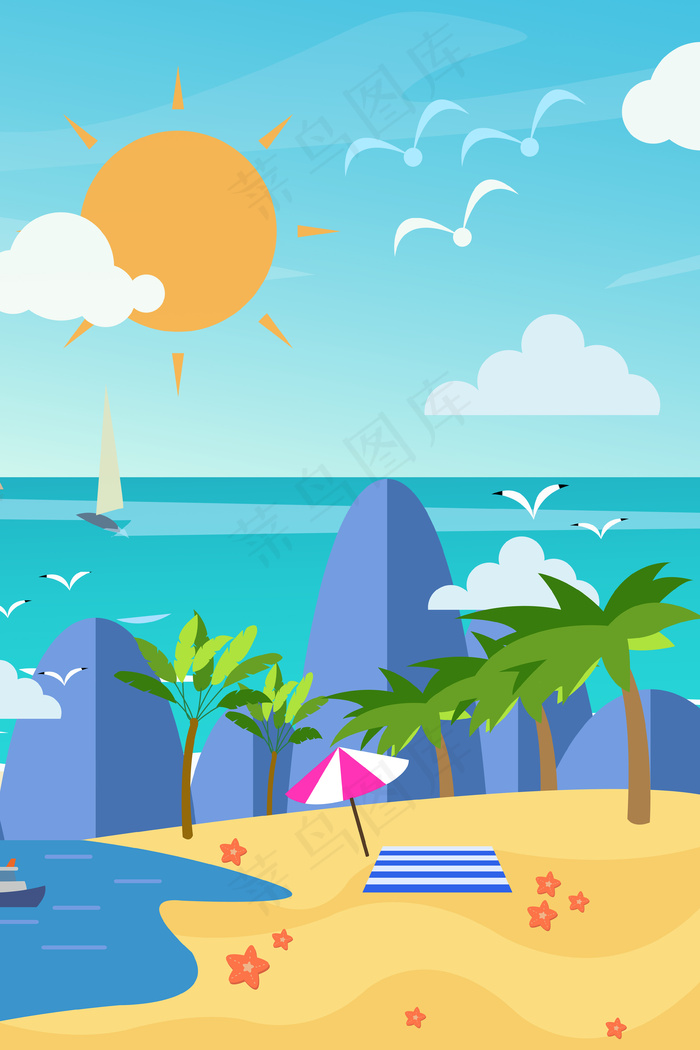 海边沙滩阳光背景