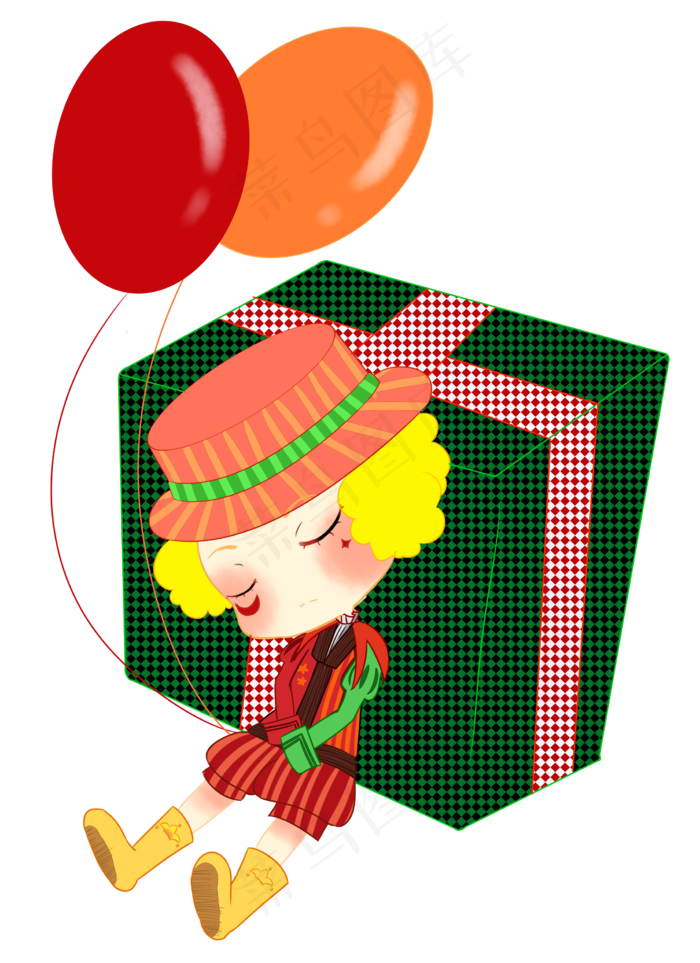 表演魔术的小丑插画,免抠元素