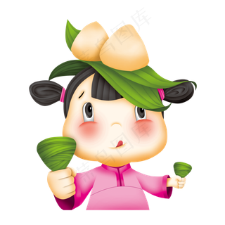 女粽娃娃头顶粽子