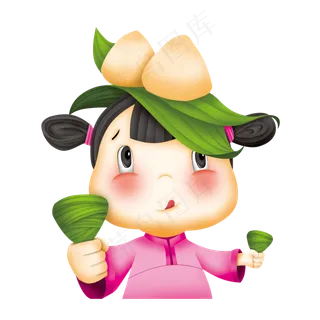 女粽娃娃头顶粽子