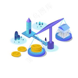 2.5D互联网金融科技场景,免抠元素