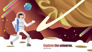 暖色调扁平风科技宇宙探索矢量图