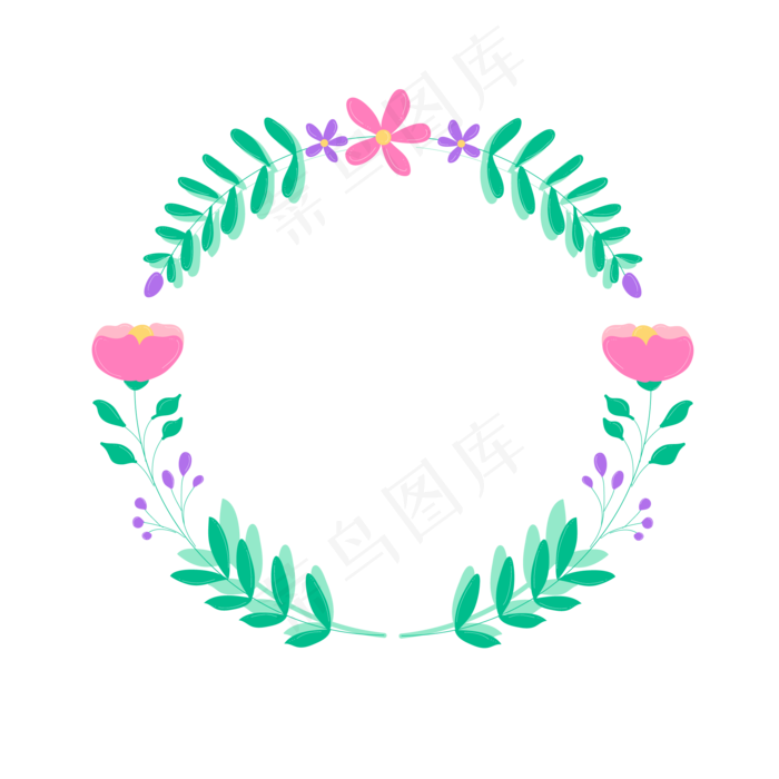 夏季夏天暑假红花环装饰免扣素材