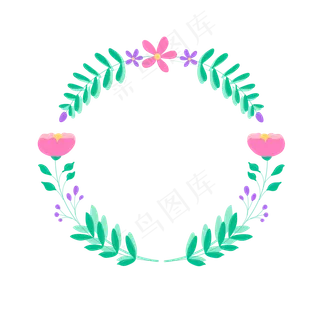 夏季夏天暑假红花环装饰免扣素材