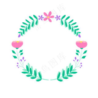 夏季夏天暑假红花环装饰免扣素材