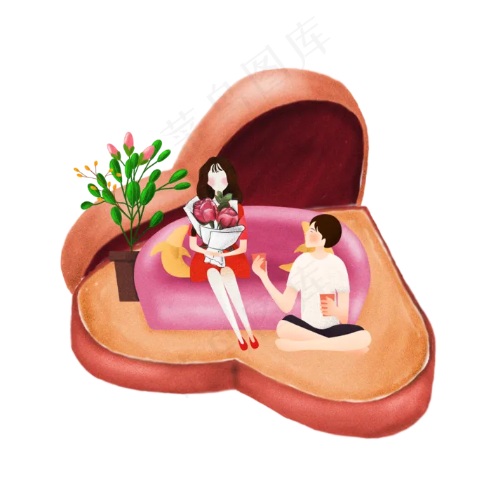 爱心礼盒情侣元素,免抠元素(1024*1369px 72 dpi )psd模版下载