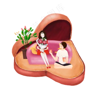 爱心礼盒情侣元素,免抠元素