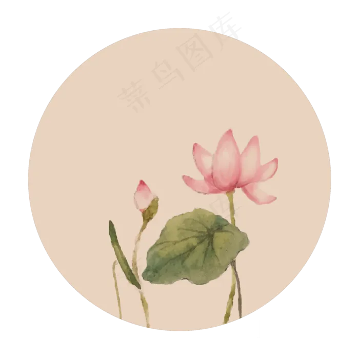 中国风古典古风荷花矢量图(2000X2000(DPI:300))psd模版下载