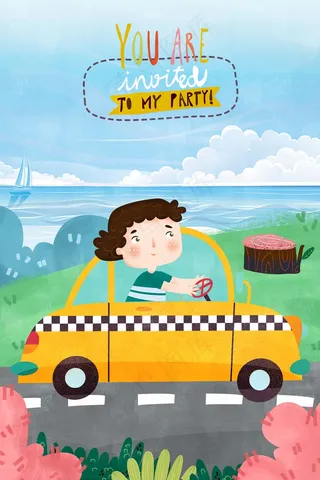 郊游春意盎然舒适户外旅行小清新手绘风格插