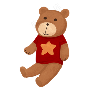 圣诞礼物可爱卡通手绘小熊,免抠元素