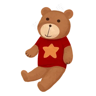圣诞礼物可爱卡通手绘小熊,免抠元素