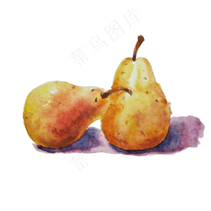 手绘卡通水彩水果梨