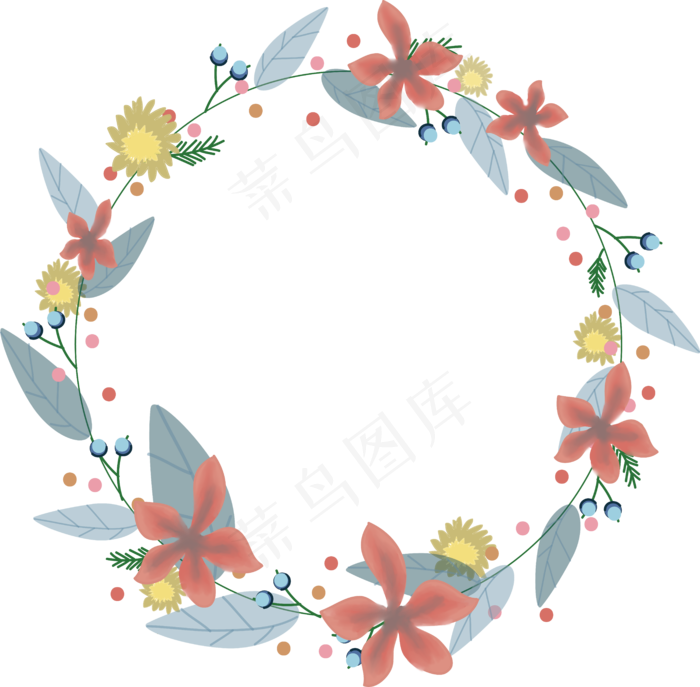 水彩花朵花藤边框插画