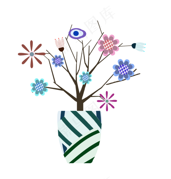 花束花瓶装饰(2402X2500(DPI:300))psd模版下载