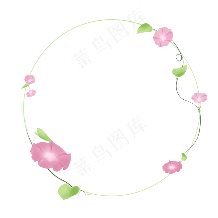紫色牵牛花边框花环(3543X3543(DPI:299))psd模版下载