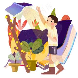 热爱读书阅读少年心灵世界浩瀚好,免抠元素