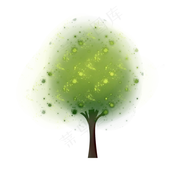 春天的树绿色的树手绘装饰图案,免抠元素(3000X3000(DPI:299))psd模版下载