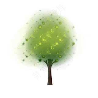 春天的树绿色的树手绘装饰图案,免抠元素