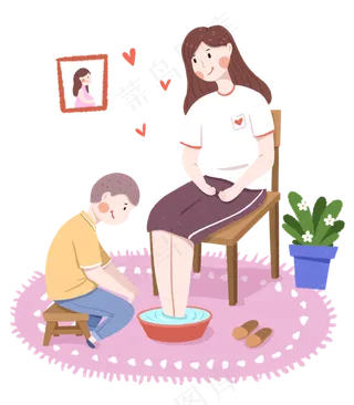 母亲节给妈妈洗脚的孩子