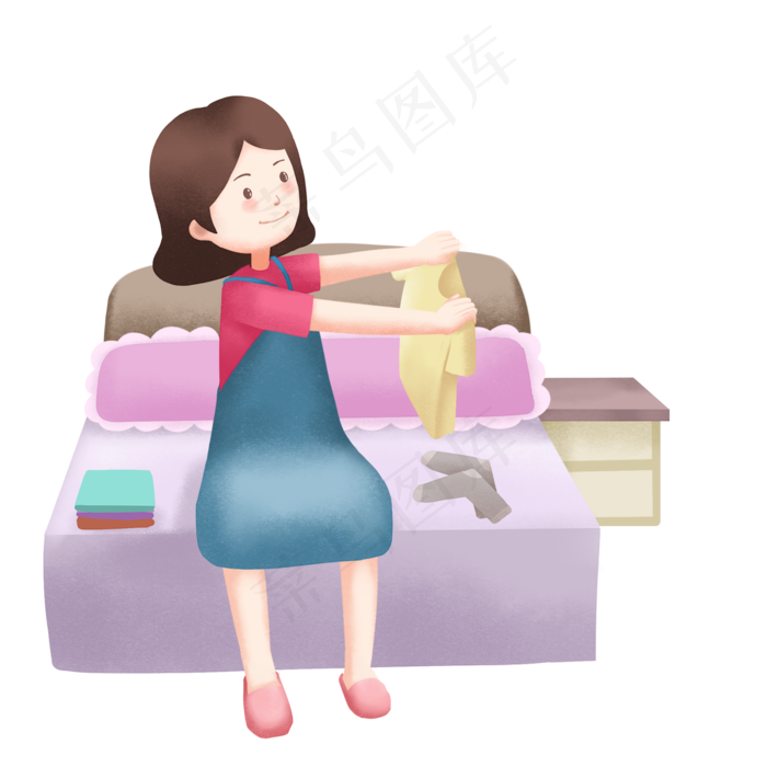 母亲节叠衣服插画