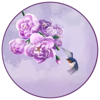 兰花茶花写实国画壁画装饰画墙画,免抠元素