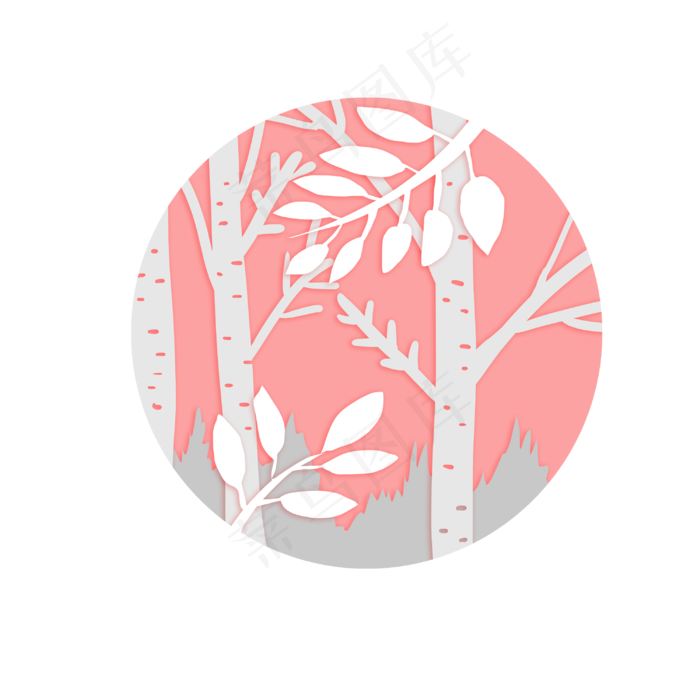 立体剪纸树叶树木