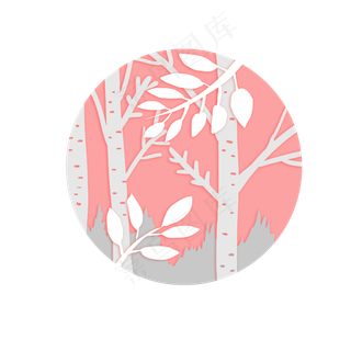 立体剪纸树叶树木