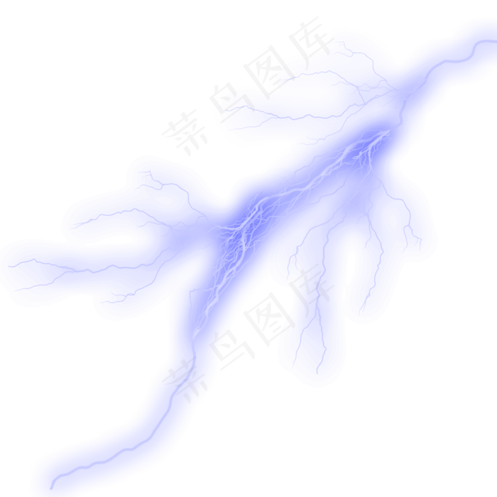 蓝色强烈枝杈线状闪电,免抠元素(2000*2000px 300 dpi )psd模版下载