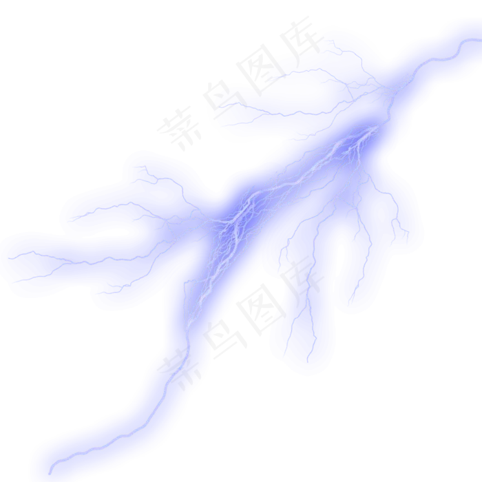 蓝色强烈枝杈线状闪电,免抠元素(2000*2000px 300 dpi )psd模版下载