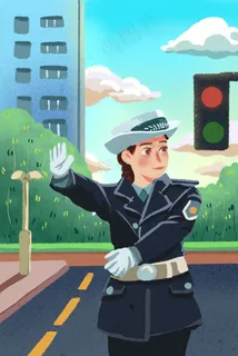职业形象警察交警交通指挥红绿灯幸苦工作 职业形象警察交警交通指挥红绿灯幸苦工作