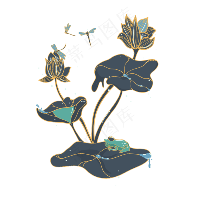 小暑大暑清凉莲花荷叶青蛙