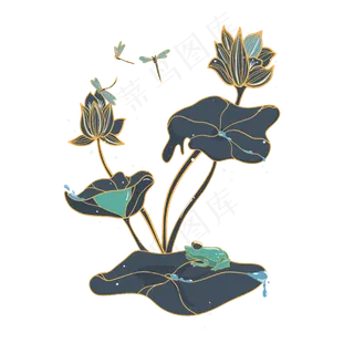 小暑大暑清凉莲花荷叶青蛙