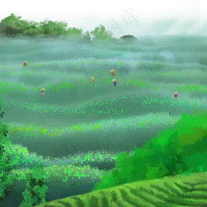 谷雨春分节气风景,免抠元素