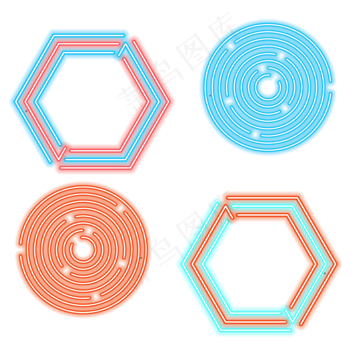 618边框霓虹灯促销图标装饰图案