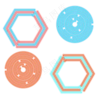 618边框霓虹灯促销图标装饰图案