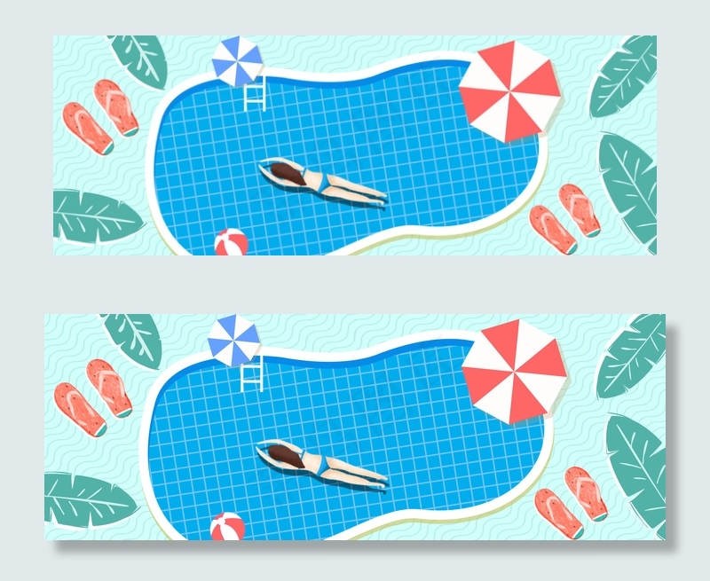 小清新泳池游泳西瓜大暑宣传banner(1920*700px 	       )psd模版下载