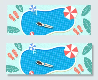 小清新泳池游泳西瓜大暑宣传banner