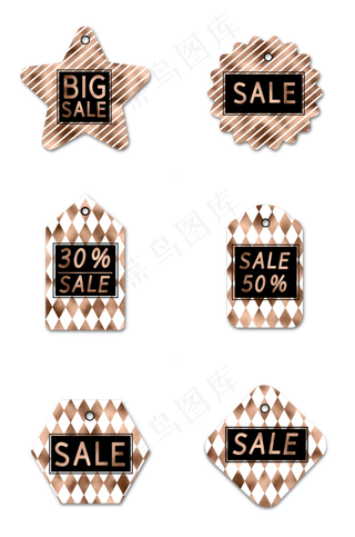 时尚复古金色电商促销吊牌组图