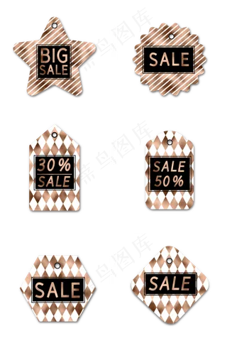时尚复古金色电商促销吊牌组图